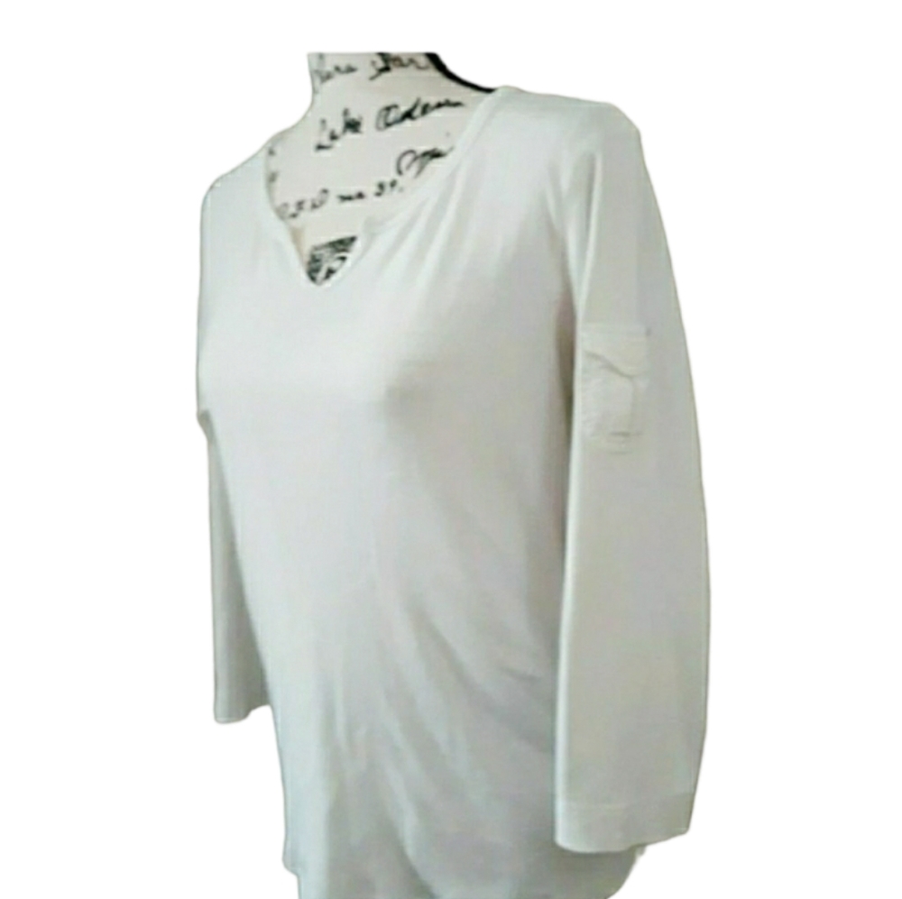 Womens sz Large white ribbed Tommy Hilfiger shirt top